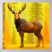 Poster *~* Nature AP49 MOOSE Woods Forêt Chute Soleil Jau (Devant)