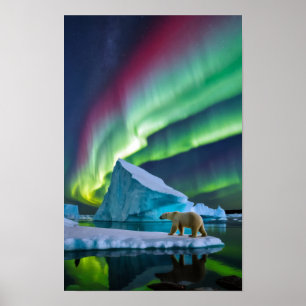 Poster Nature arctique Aurora Iceberg Paysage extérieur