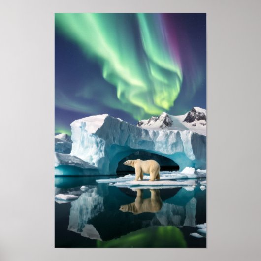 Poster Nature arctique Aurora Iceberg Paysage extérieur (Devant)