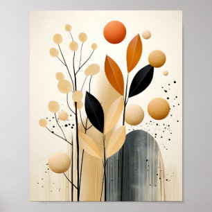 Poster Nature Artistique Art Abstrait D'Automne Feuilles