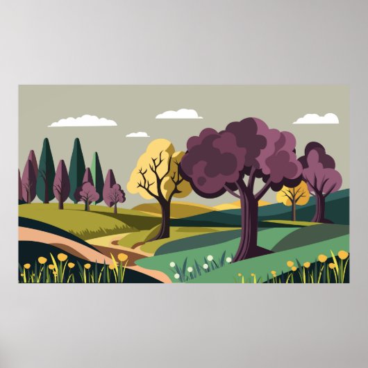 Poster Nature avec des arbres (Devant)