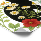 Poster Nature botanique – Chat noir dans un jardin de fle (Coin)