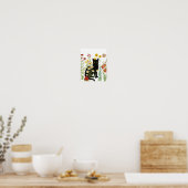 Poster Nature botanique – Chat noir dans un jardin de fle (Cuisine)