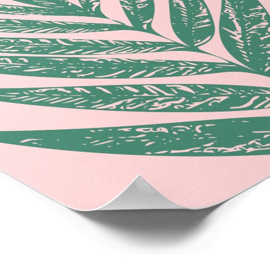 Poster Nature botanique Illustration tropicale rose vert (Coin)