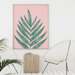Poster Nature botanique Illustration tropicale rose vert<br><div class="desc">Un minimaliste moderne rose et vert botanique illustration d'une jolie façade de palmier.</div>