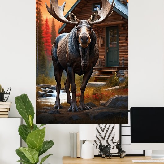 Poster *~* Nature Cabine STREAM AP49 MOOSE Forest (Bureau à domicile)