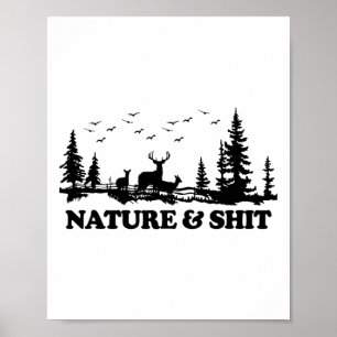 Poster Nature et cabane de lac de camping drôle randonnée