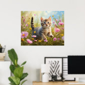 Poster *~* Nature Fleurs roses Kitty 5:4 Kitten Cat AP68 (Bureau à domicile)