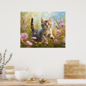 Poster *~* Nature Fleurs roses Kitty 5:4 Kitten Cat AP68 (Cuisine)