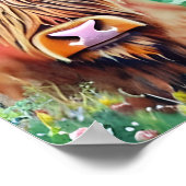 Poster Nature Highland Cow aquarelle (Coin)