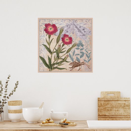 Poster Nature Lover's Wall Art Fleurs sauvages et insecte (Cuisine)