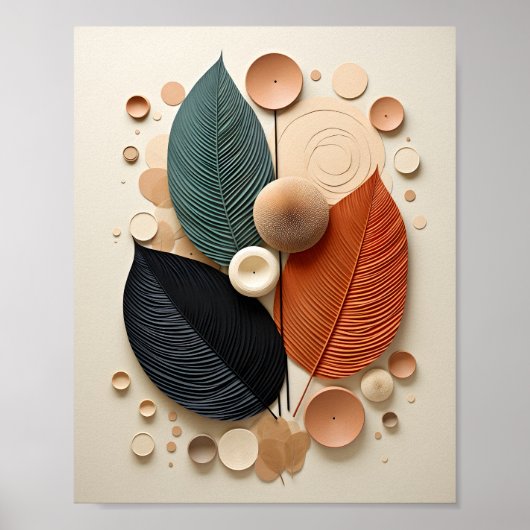 Poster Nature Moderne Art Abstrait Des Feuilles D'Automne (Devant)