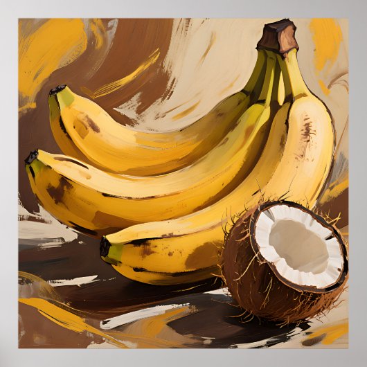 Poster Nature morte aux bananes et coco (Devant)