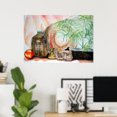 Poster Nature morte aux pastels chauds (Bureau à domicile)