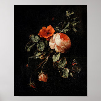 Poster Nature morte avec des roses par Elias van den Broe