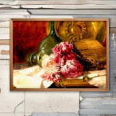 Poster Nature morte avec fleurs et verre, 