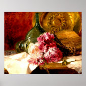 Poster Nature morte avec fleurs et verre,  (Devant)