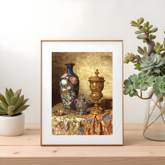 Poster Nature morte avec vase cloisonné,