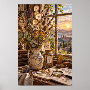 Poster Nature morte botanique d'herbes sauvages près de l
