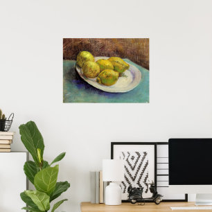 Poster Nature morte Citrons sur une assiette par Vincent