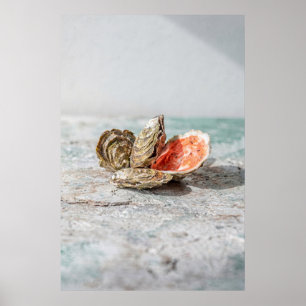 Poster Nature morte de coquilles d'huîtres dans des neutr