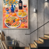 Poster Nature morte de table méditerranéenne – Vin, Agrum