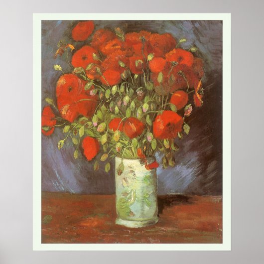 Poster Nature morte de Vincent van Gogh Vase avec des coq (Devant)