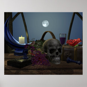 Poster Nature morte effrayante au clair de lune