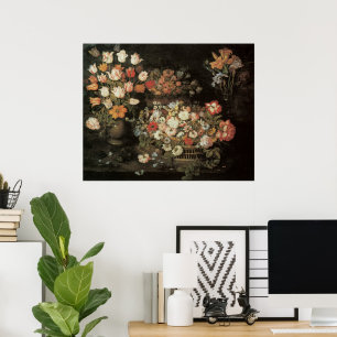 Poster Nature morte Fleurs, Floral Baroque Vintage