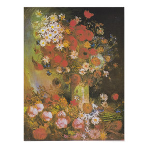 Poster Nature morte florale de Van Gogh Red Poppies & Ros