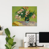 Poster Nature morte florale rose aux oleanders de Van Gog (Bureau à domicile)