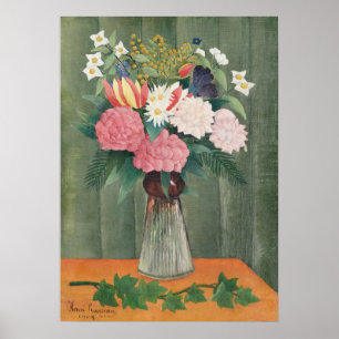 Poster Nature morte florale rose de Henri Rousseau vintag