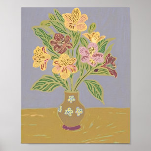 Poster Nature morte florale vintage d'Alstroemeria en flo