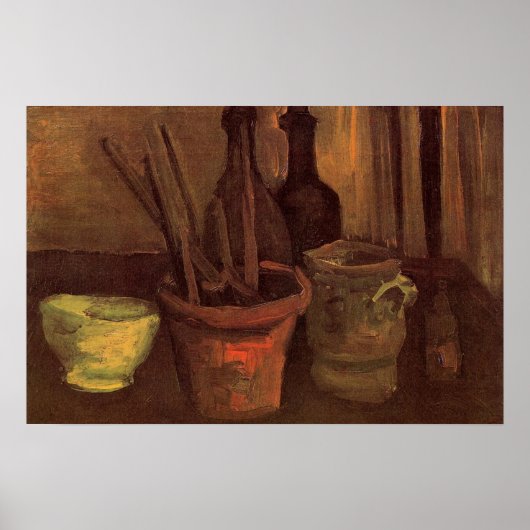 Poster Nature morte Pinceaux dans un pot par Vincent van (Devant)
