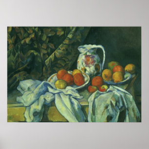 Poster Nature morte, rideau et pichet de Paul Cezanne