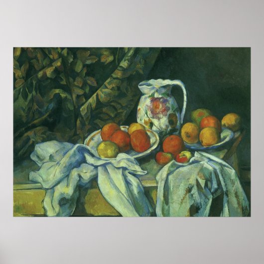 Poster Nature morte, rideau et pichet de Paul Cezanne (Devant)