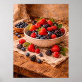 Poster Nature morte rustique de baies mélangées pour une  (Devant)