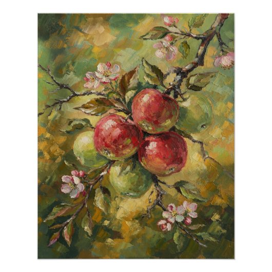 Poster Nature morte vintage Apple (Devant)