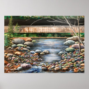 Poster Nature Paysage Forêt verte avec Brook