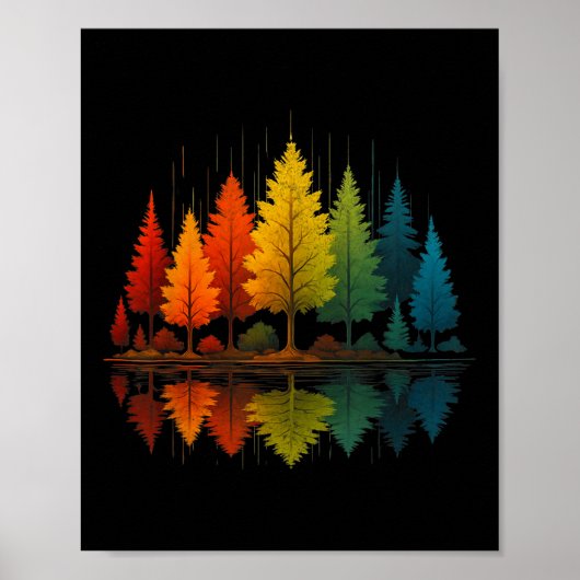 Poster Nature Reflection Forest Trees Outdoor Wildlife Hi (Devant)