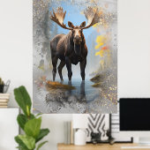 Poster *~* Nature Stream AP49 MOOSE Artsy Forest Parties  (Bureau à domicile)