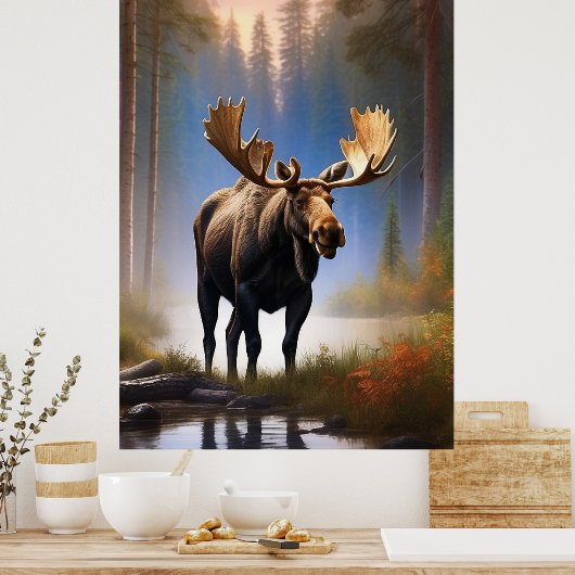 Poster *~* Nature STREAM AP49 MOOSE Forest (Cuisine)