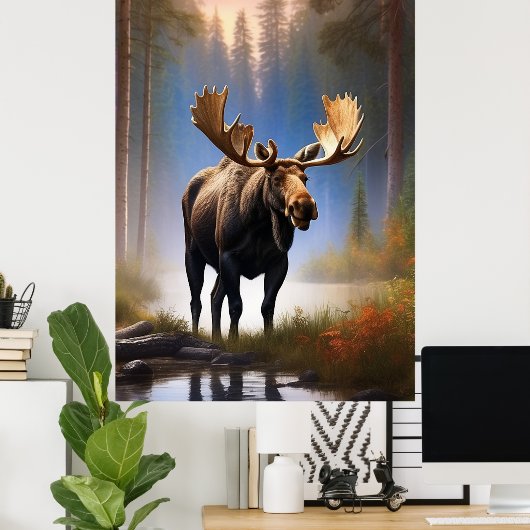 Poster *~* Nature STREAM AP49 MOOSE Forest (Bureau à domicile)