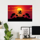 Poster Nature Sunset Palm (Bureau à domicile)