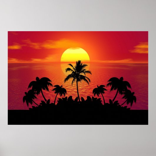 Poster Nature Sunset Palm (Devant)