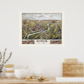 Poster Naugatuck, CT Carte panoramique - 1877 (Cuisine)