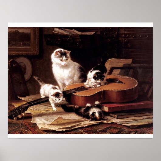 Poster Naughty chatons jouant de la guitare (Devant)