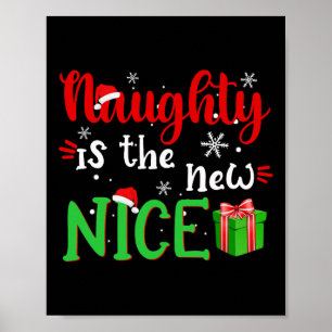 Poster Naughty Est Le Nouveau Nice Funny Père Noël Joke N