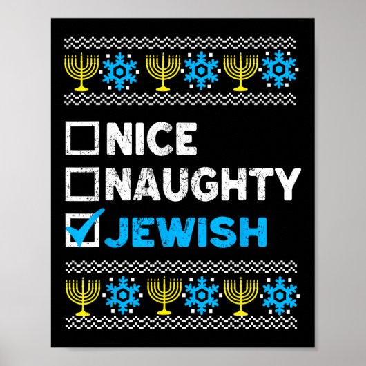 Poster Naughty Jewish Ugly Hanukkah Sweater Chanukah (Devant)