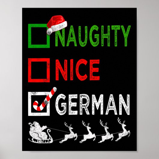 Poster Naughty Nice Allemand Pajamas de Noël Drôle Père N (Devant)